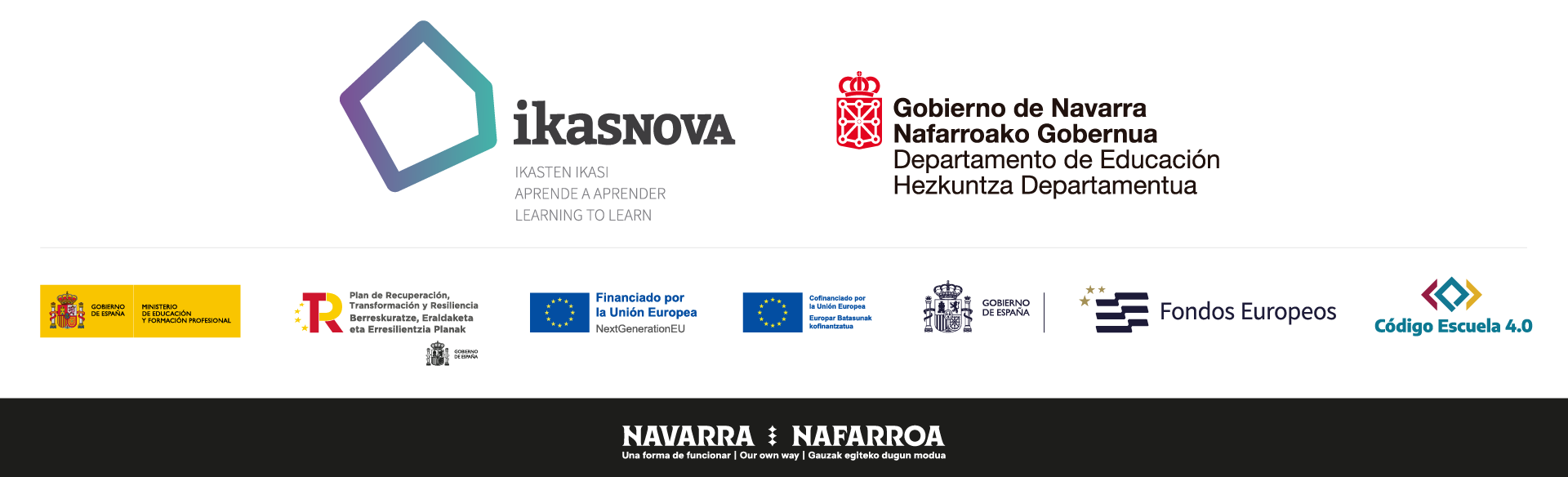 Departamento de Educación · Gobierno de Navarra · Plan de Recuperación Transformación y Resiliencia · Financiado por la Unión Europea NextGenerationEU · Gobierno de España · Fondos Europeos